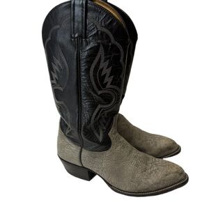 Vintage Tony Lama Shrunken Bull Shoulder Cowboy Boot 7.5 EE
